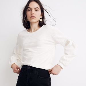 Madewell cotton, white bubble sleeve top